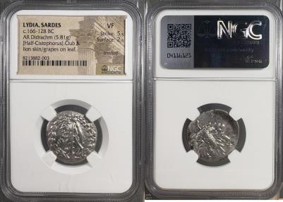 Ancient Coins - Lydia, Sardes - c.166-128 BC - AR Didrachm - Rare