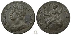 World Coins - George II 1753 Copper Halfpenny
