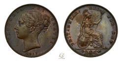World Coins - Victoria 1839 Copper Farthing - MS65 BN - Scarce in this condition