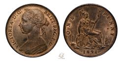 World Coins - Victoria 1891 Bronze Penny