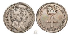 World Coins - William & Mary 1690 Silver Fourpence