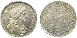 World Coins - Charles II 1677 Silver Sixpence – Choice – Scarce in this state