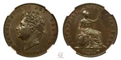 World Coins - George IV 1827 Copper Halfpenny – MS62 BN