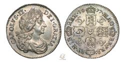 World Coins - Charles II 1677 Silver Sixpence
