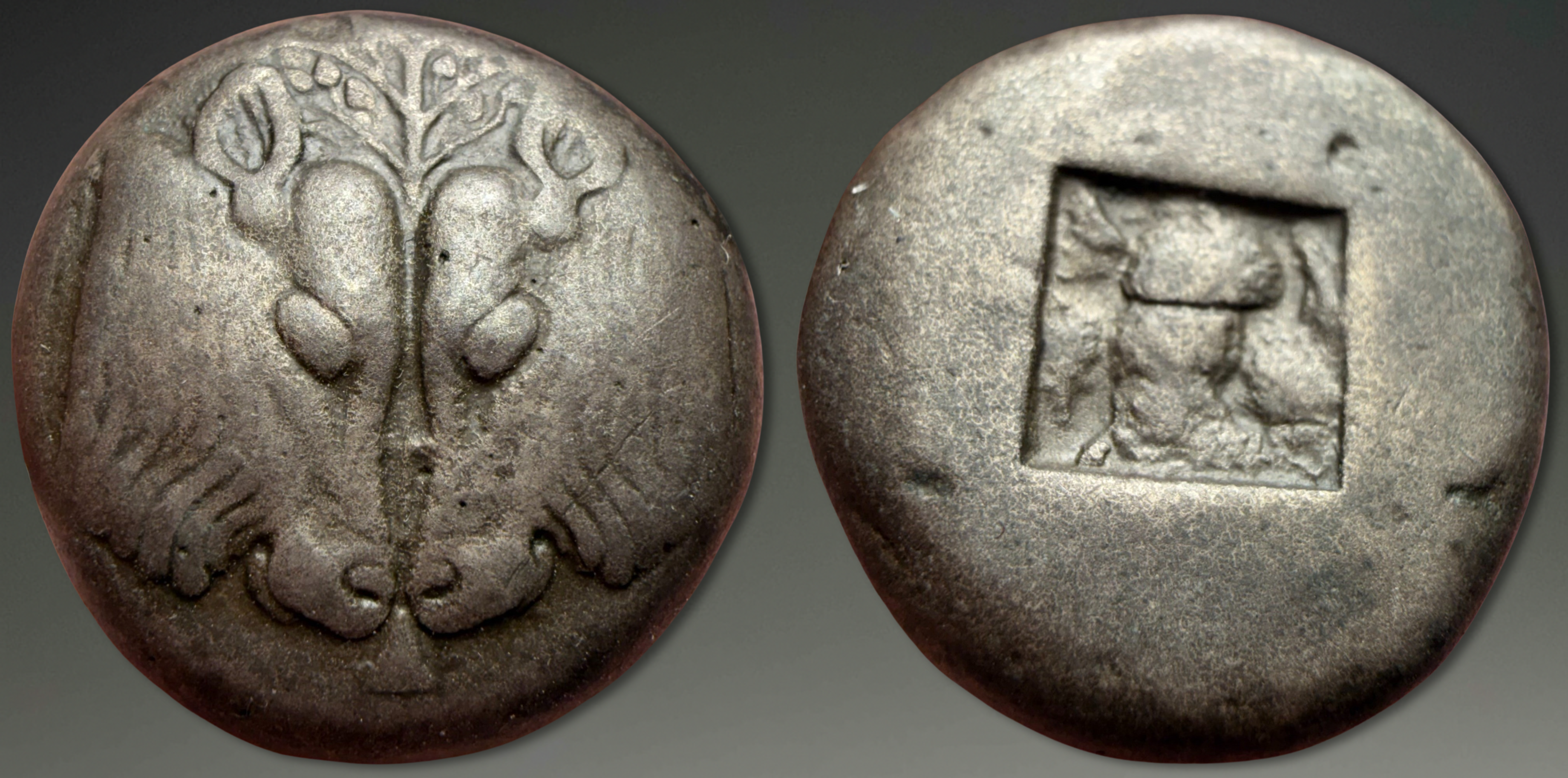 Asia Minor, Lesbos. Unattributed Koinon. AR/BI Stater, ca. 550-480 BC.
