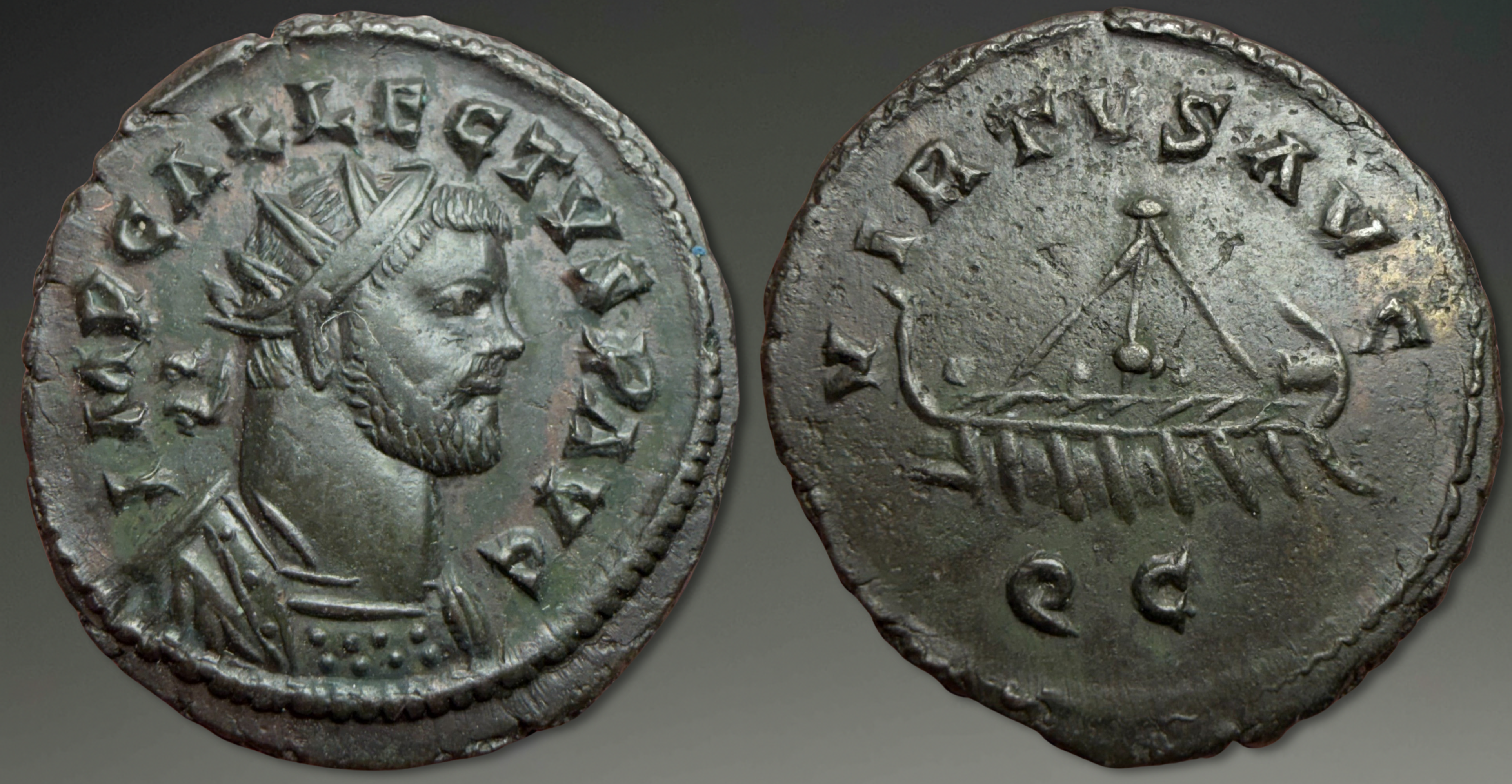 Roman-British Empire. Allectus. AR Quinarius, ca. 293-296 AD.
