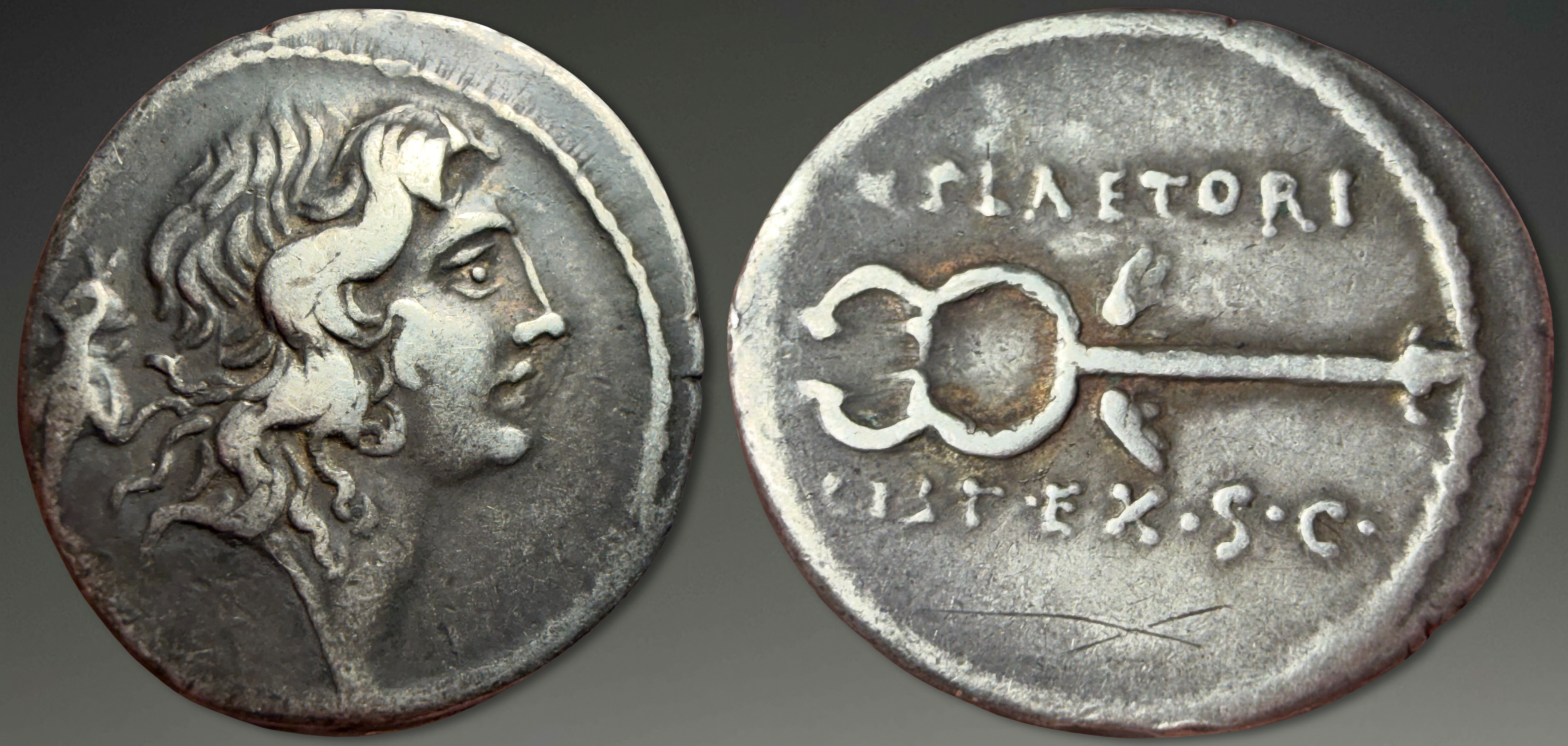 Roman Republic. M. Plaetorius M.f. Cestianus. AR Denarius, ca. 57 BC.