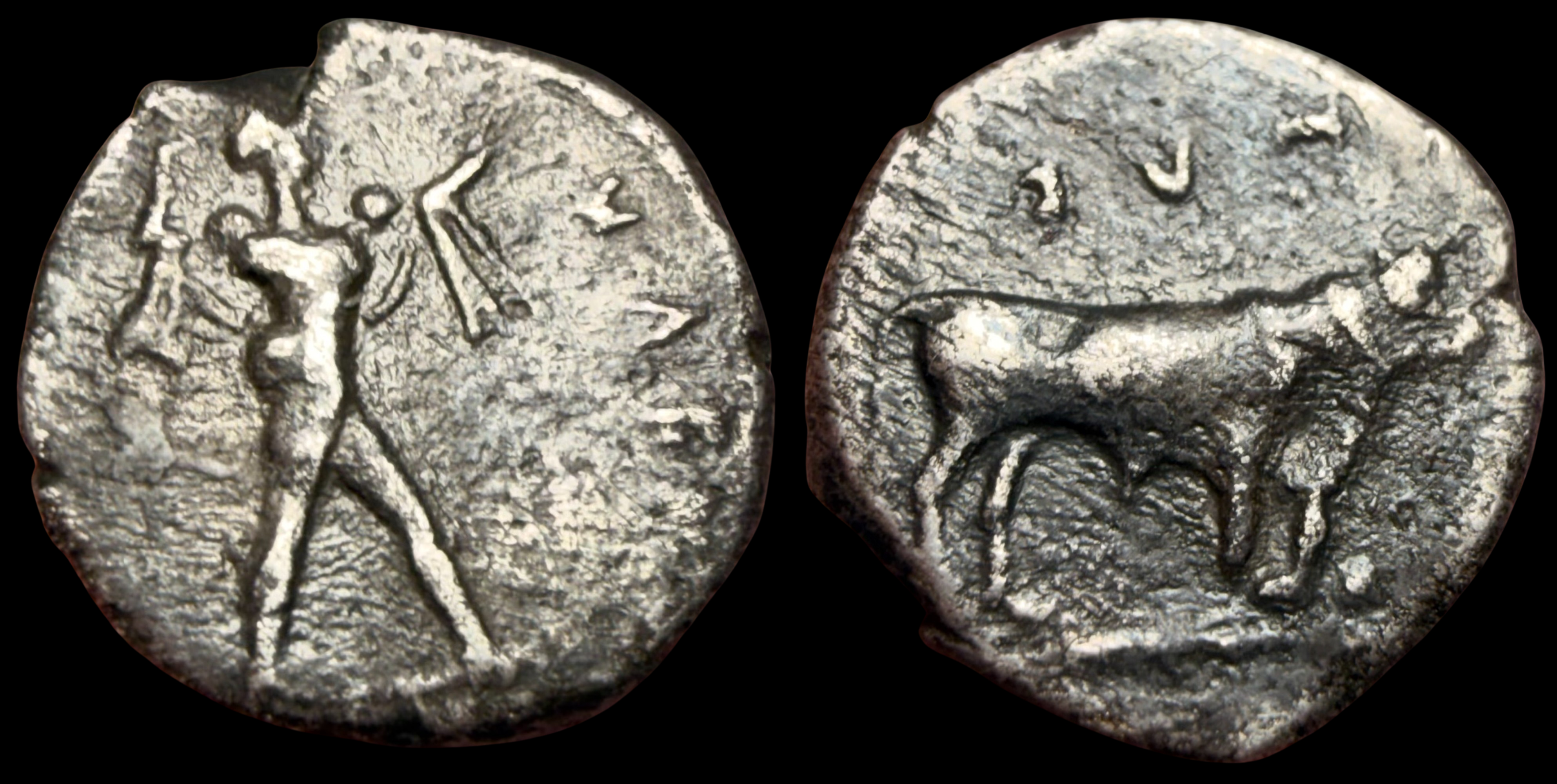 Lucania, Poseidonia. AR Diobol. ca. 445-420 BC.