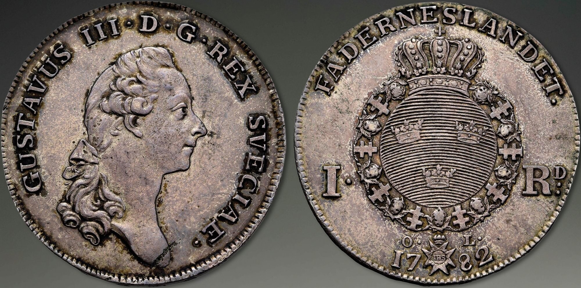 Sweden. Gustaf III. AR Riksdaler, ca. 1782.