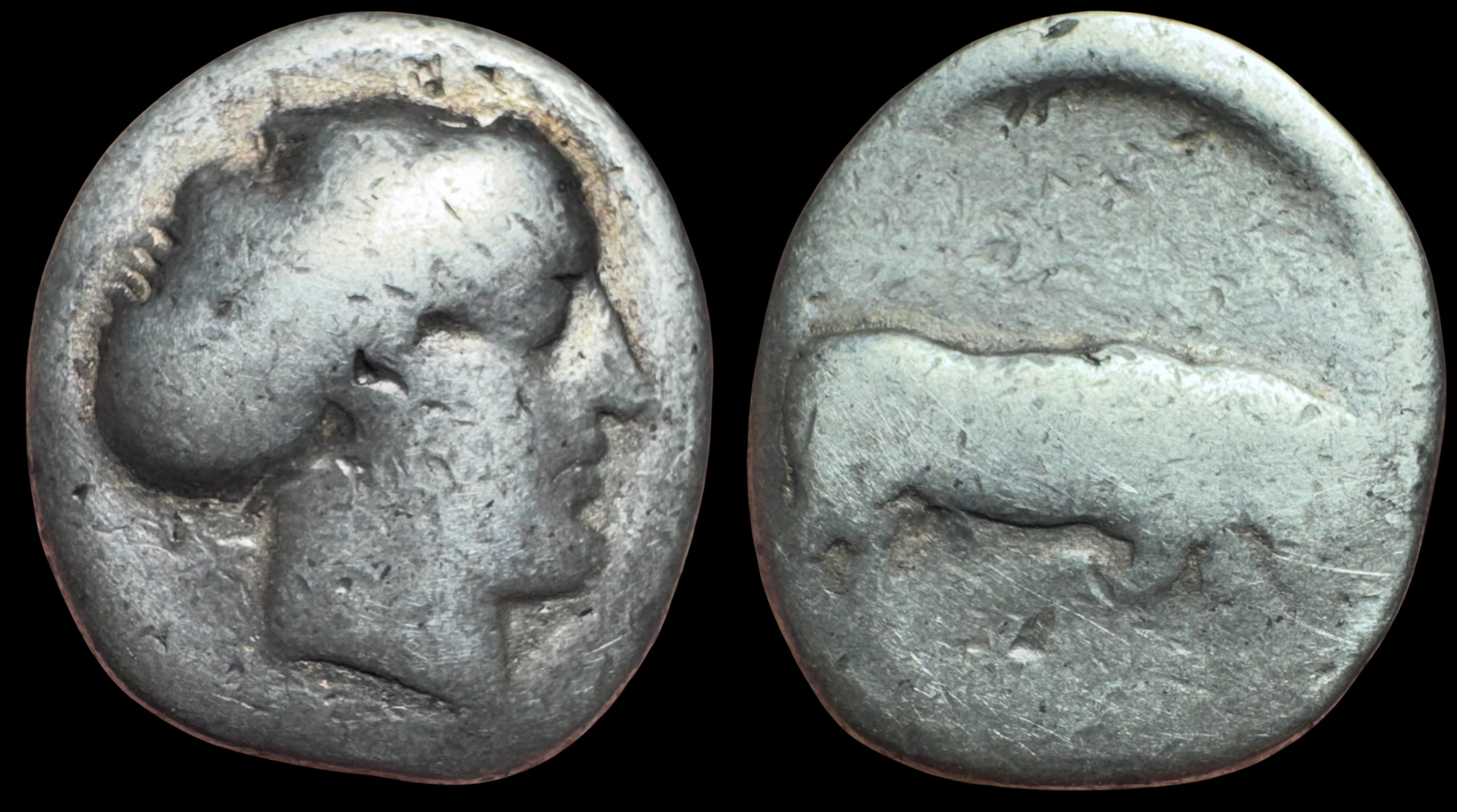 Campania, Hyrianoi. AR Didrachm (Nomos), ca. 405-385 BC.