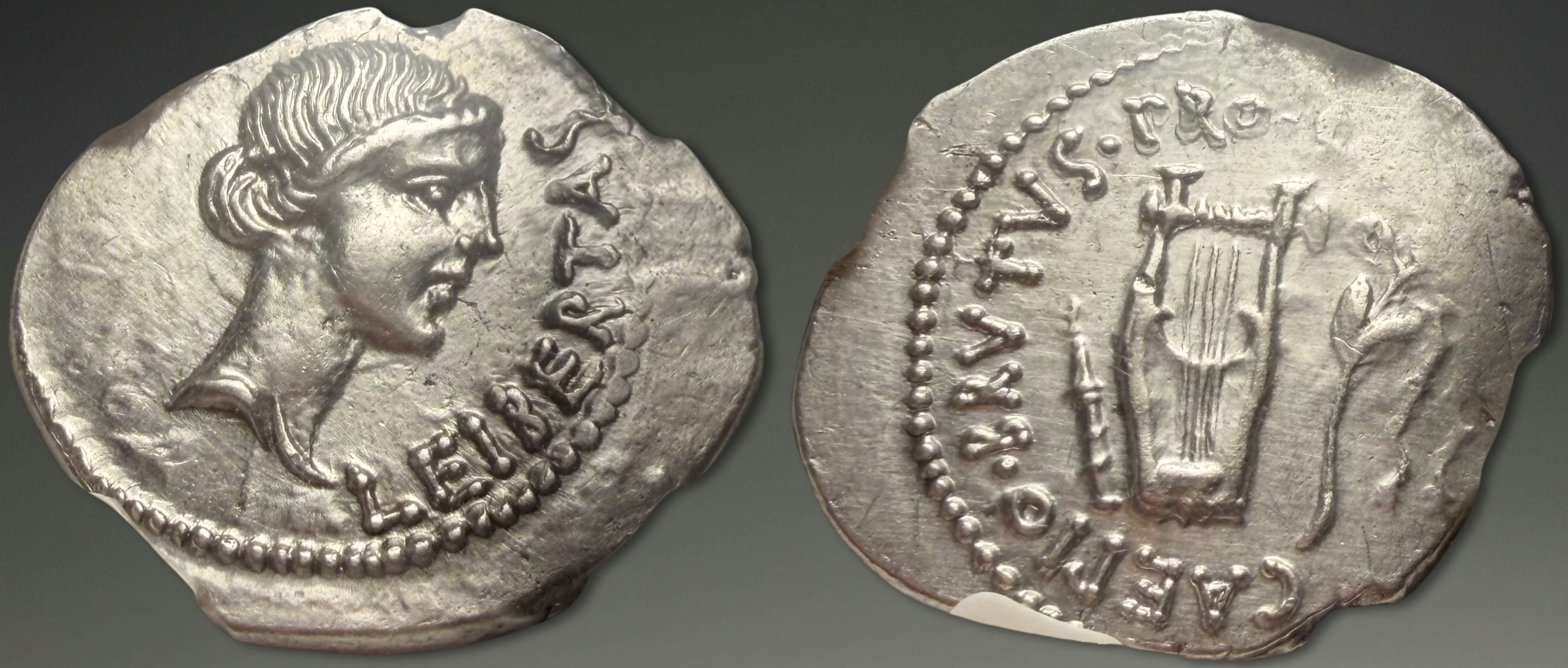 Roman Republic. Marcus Junius Brutus. AR Denarius, ca. 43-42 BC.
