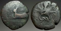 Ancient Coins - Sicily, Messana. AE Tetras, ca. 406-396 BC.