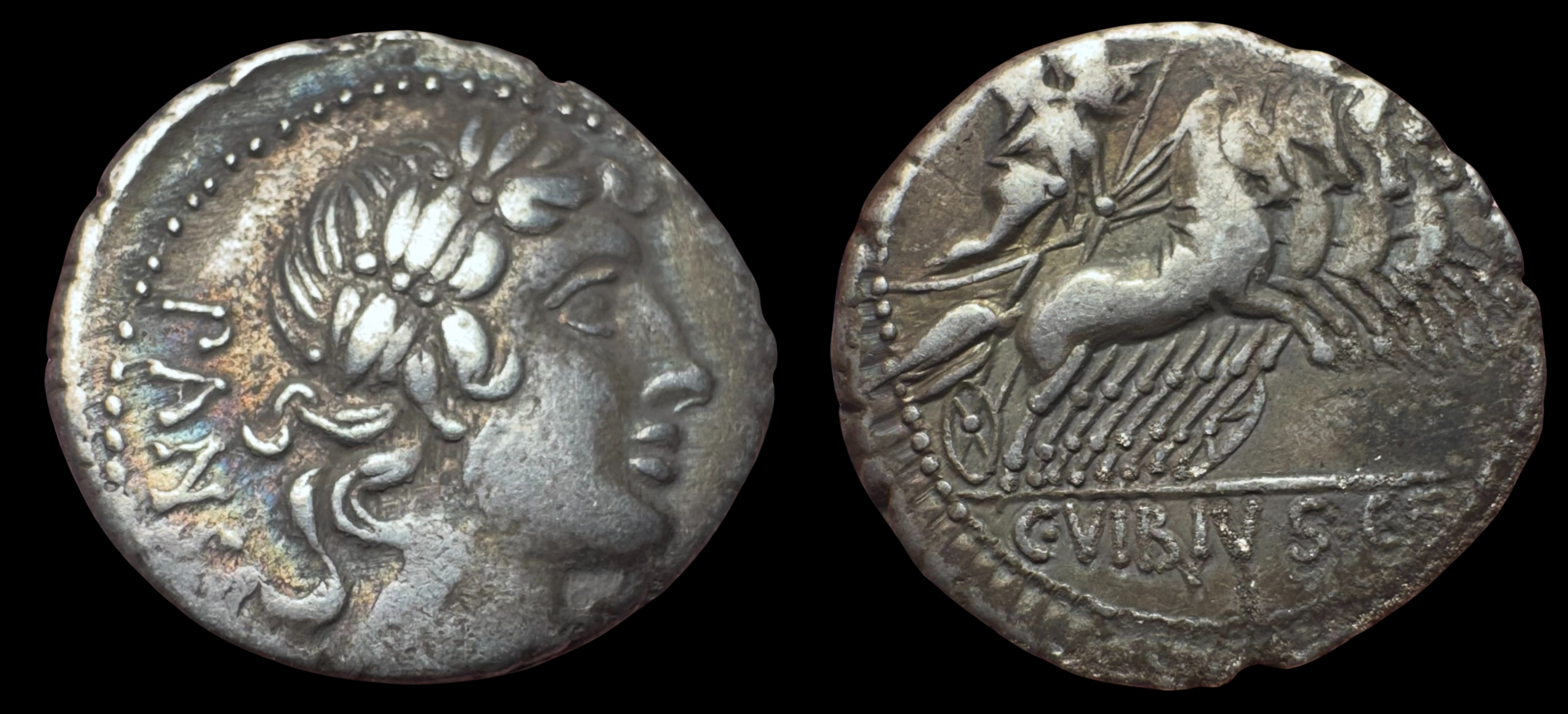 Roman Republic. C. Vibius C.f. Pansa. AR Denarius, ca. 90 BC.