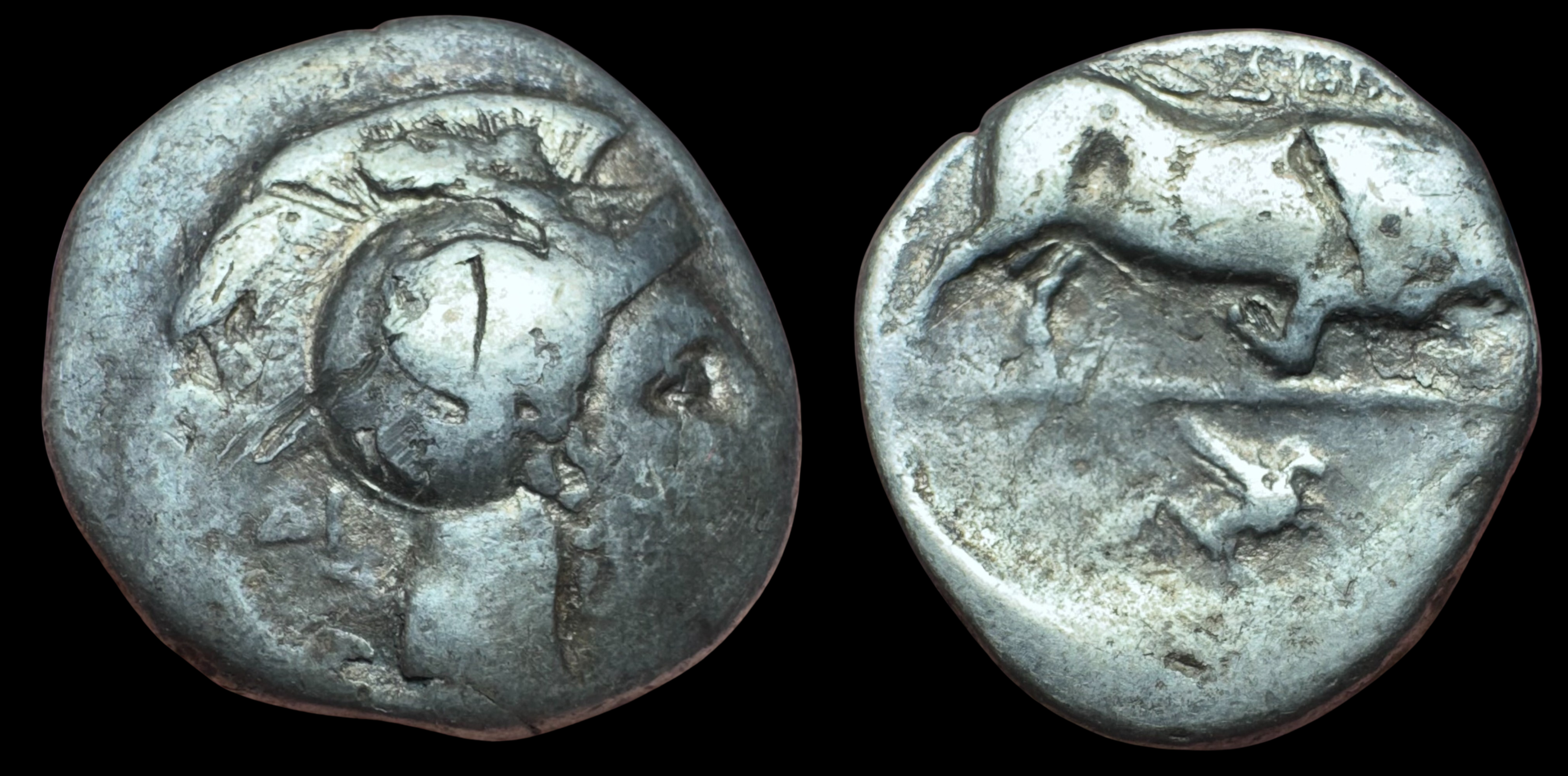Campania, Hyrianoi. AR Didrachm (Nomos), ca. 405-385 BC.