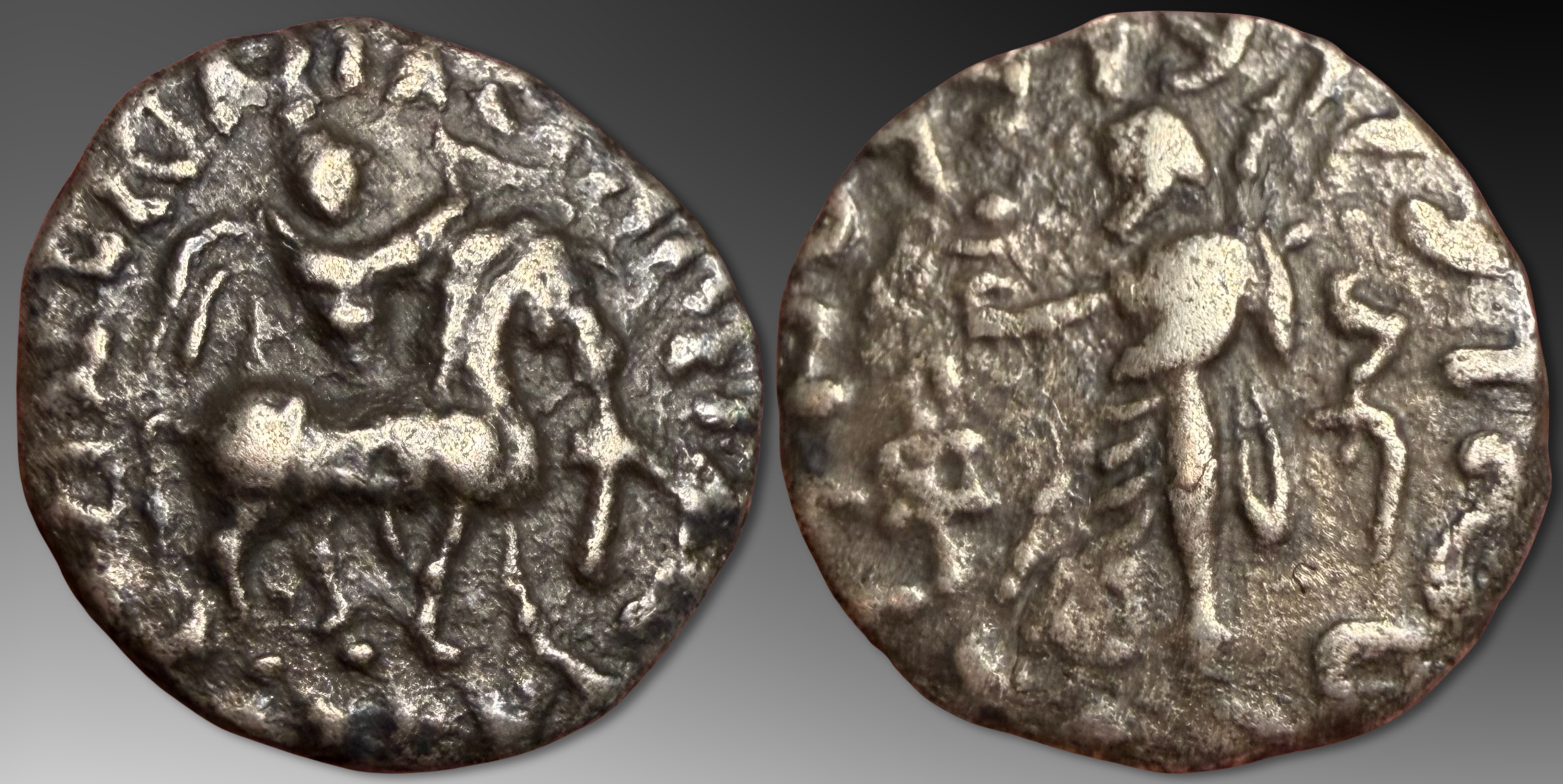 Indo Skythians. Azes I. AR Drachm, ca. 58-12 BC.