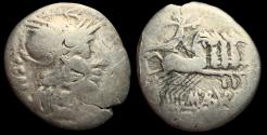 Ancient Coins - Roman Republic. M. Aburius M. f. Geminus. AR Denarius. ca. 132 BC.