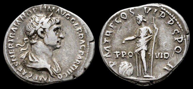 Trajan. AR Denarius. ca. 98-117 AD.