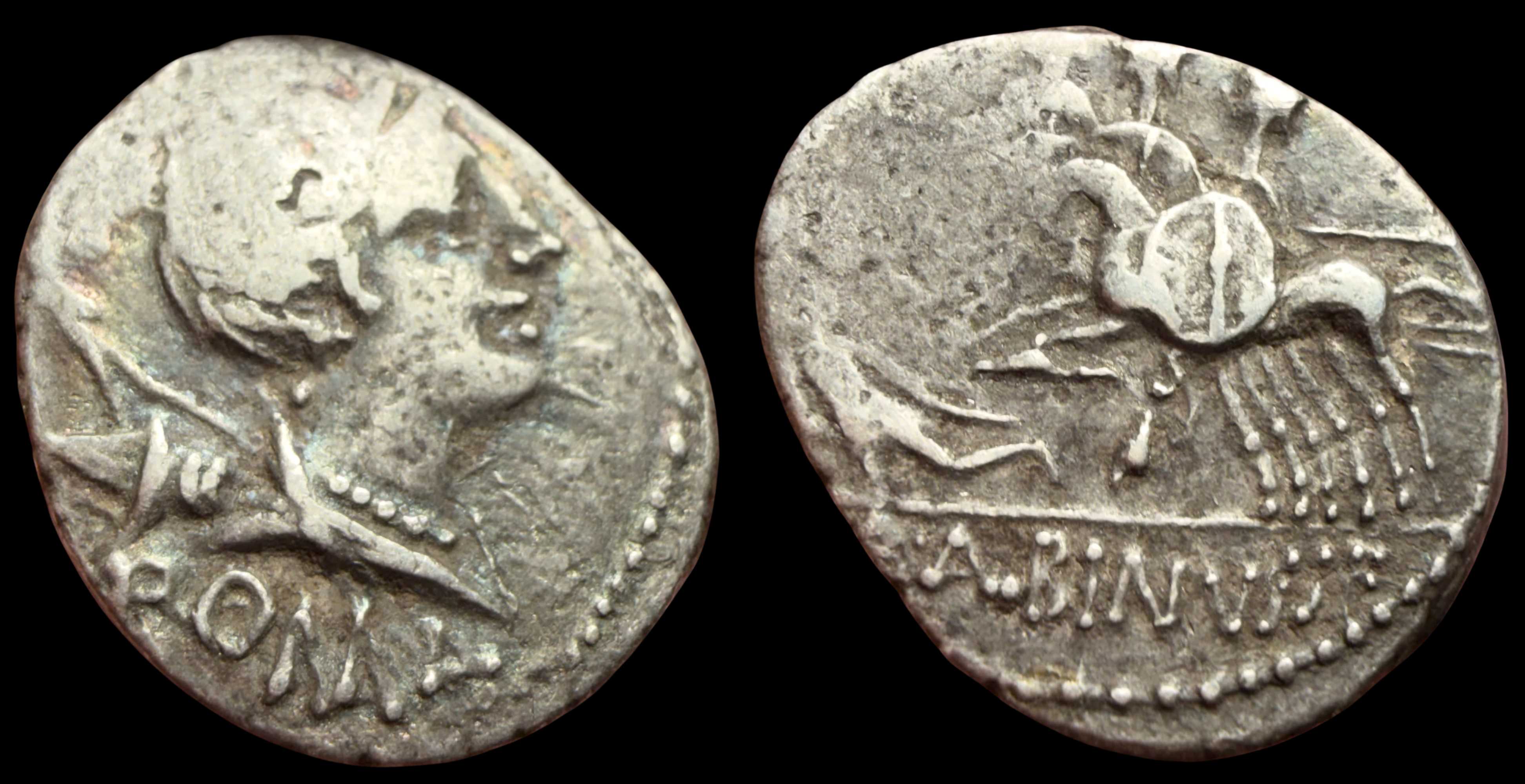 Roman Republic, Postumius Albinus. AR Denarius, ca. 96 BC. Rome Mint.