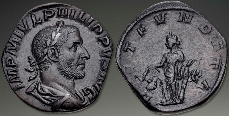 Philip I. AE Sestertius, ca. 244 AD.