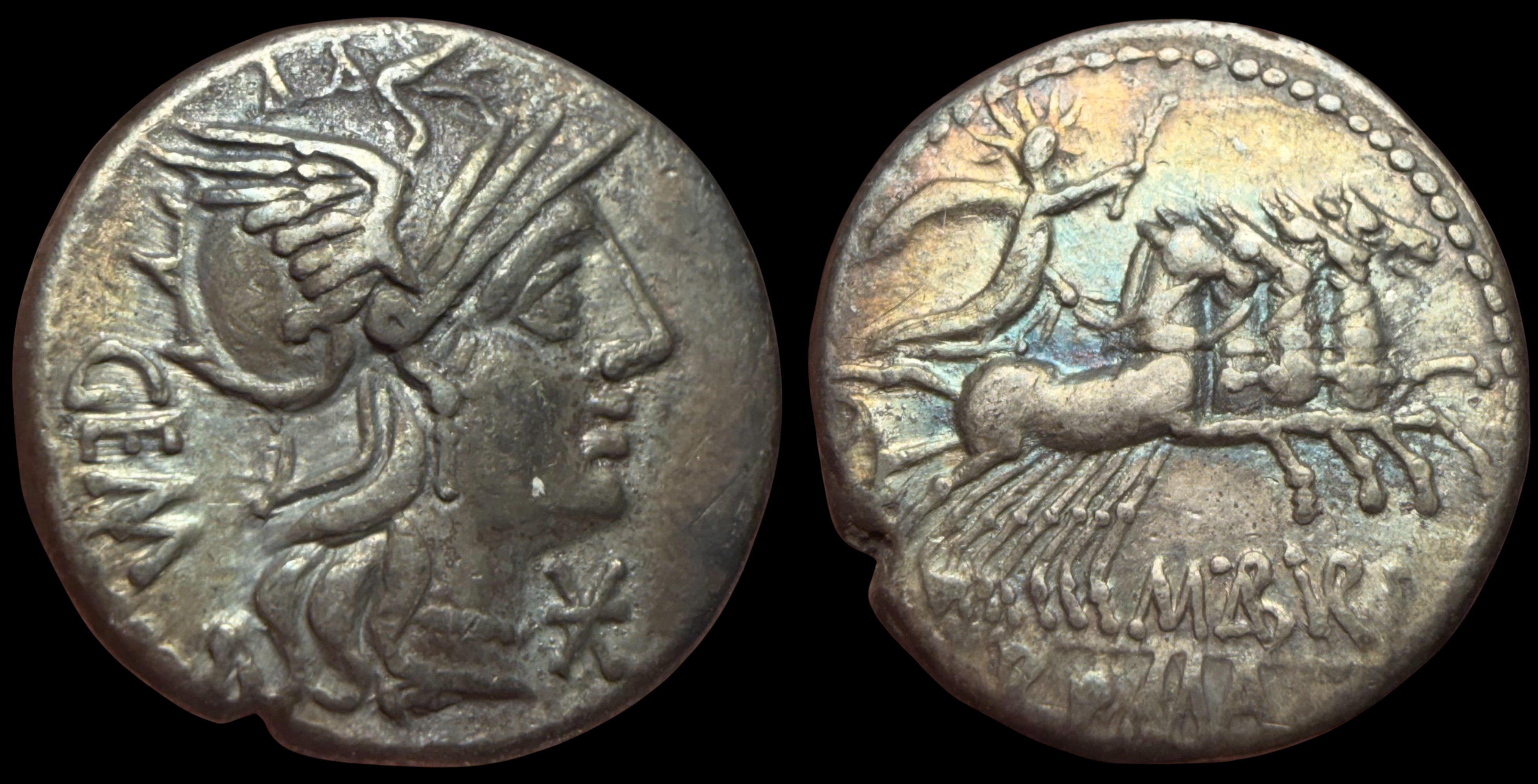 Roman Republic. M. Aburius Geminus. AR Denarius, ca. 132 BC.