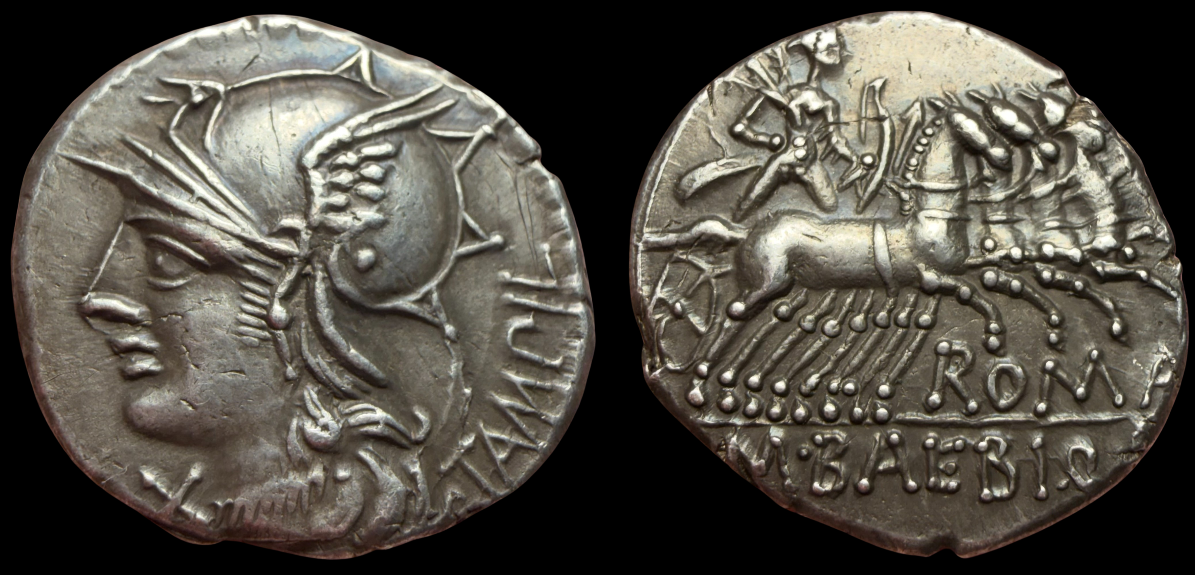 Roman Republic, M. Baebius Q.f. Tampilus. AR Denarius, ca. 137 BC.