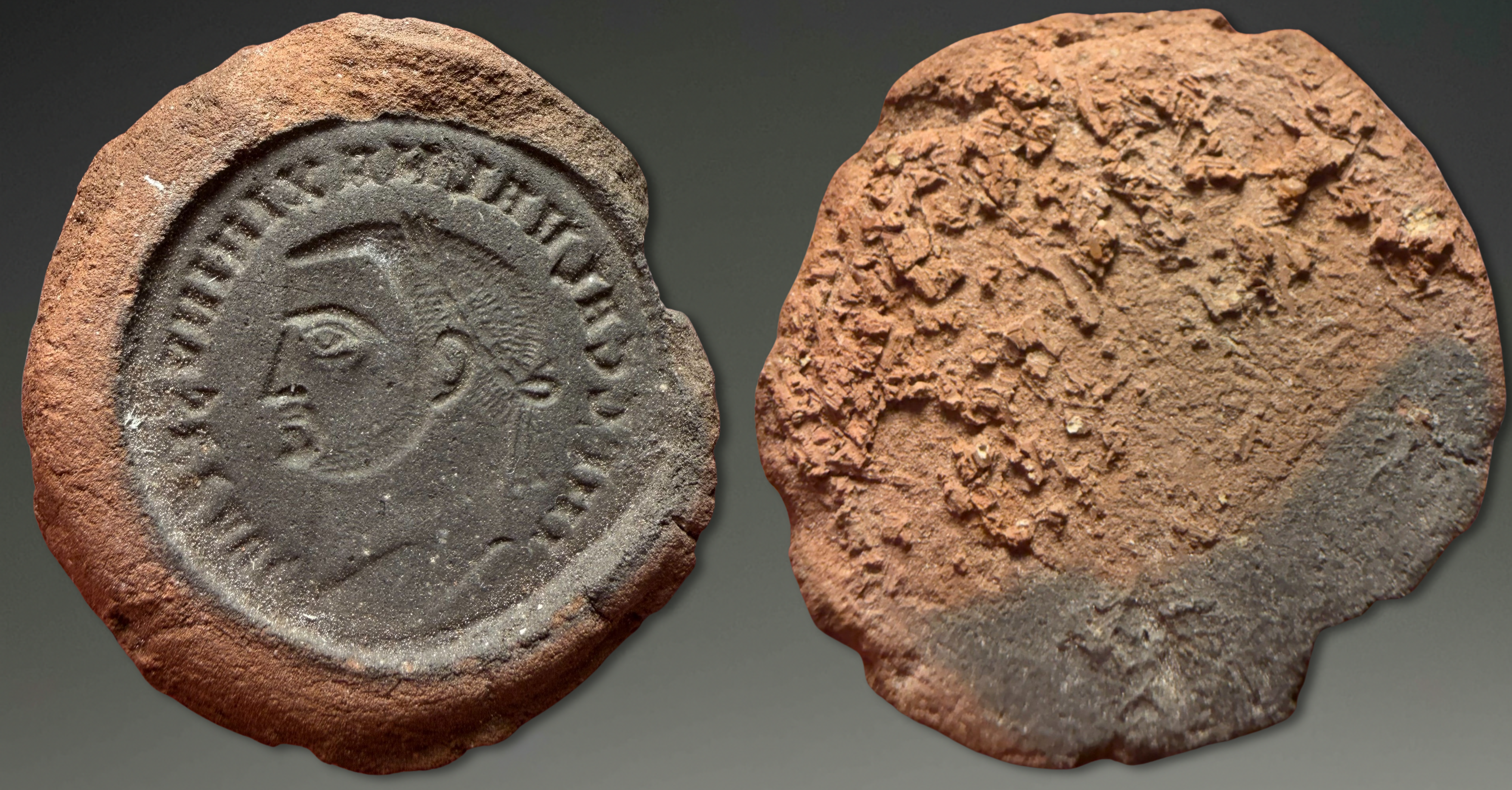 Galerius. AE Follis, Counterfeiter's Mold. 4th Century AD.