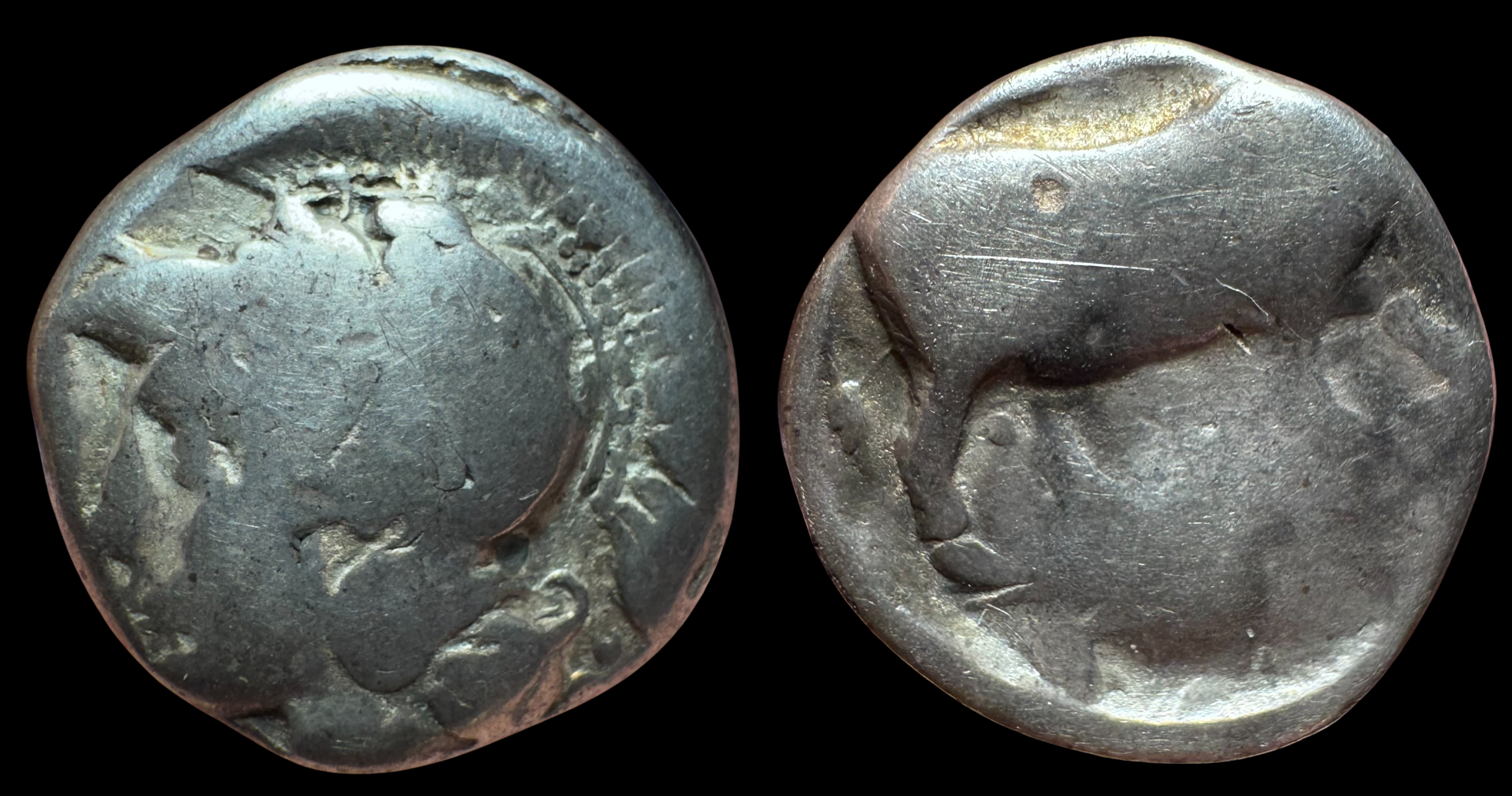 Campania, Hyrianoi. AR Didrachm (Nomos), ca. 405-385 BC.