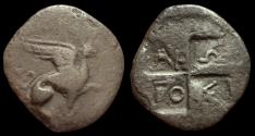 Ancient Coins - Ionia, Teos. AR Obol, ca. 407 BC. Protagoras Magistrate.