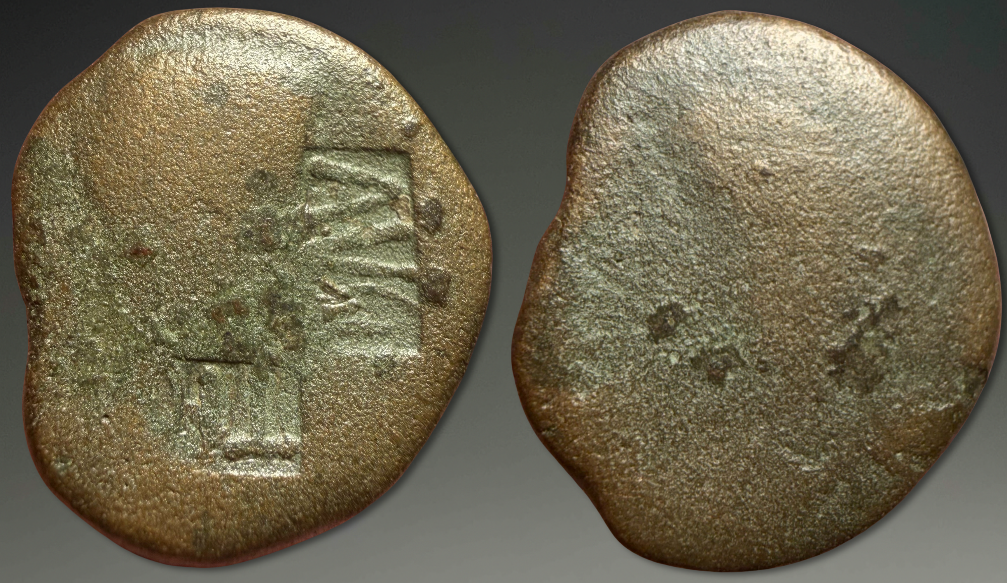 Counterstamps. Roman Empire. Augustus-Tiberius. AE, ca. 4-30 AD.