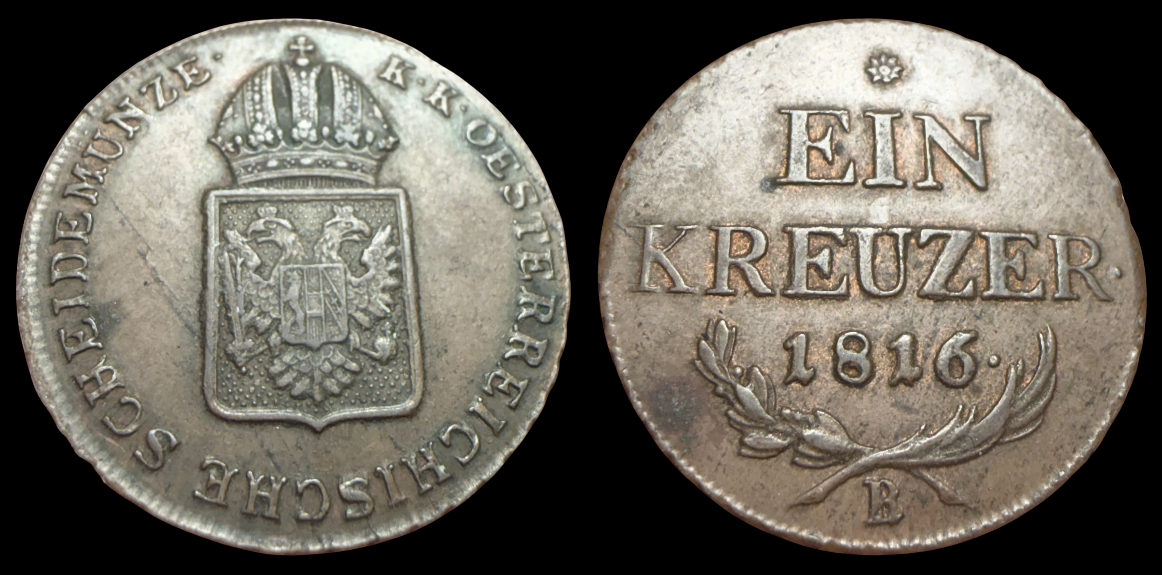 Austria. Franz I. AE 1 Kreuzer. ca. 1816.