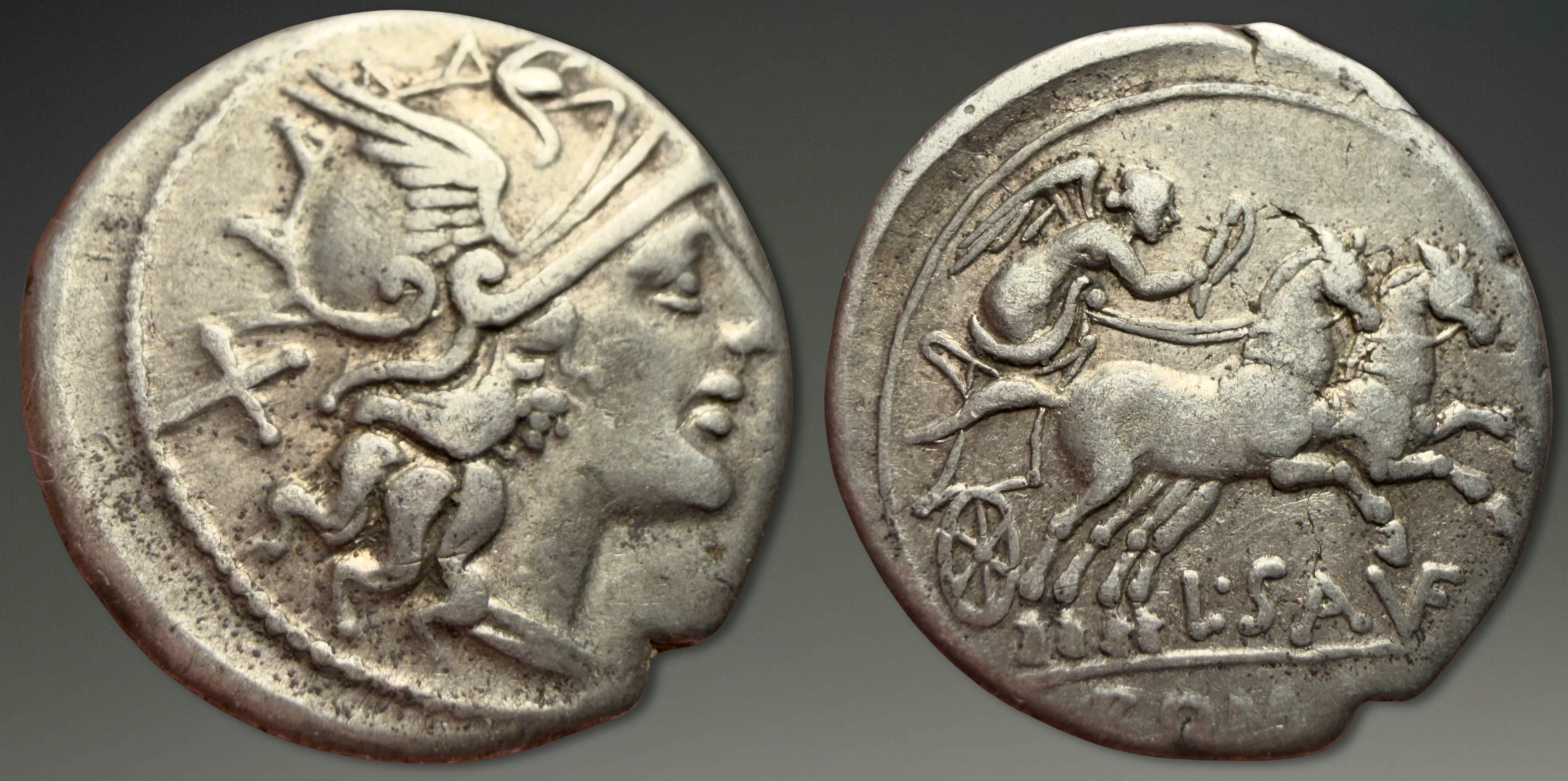 Roman Republic. L. Saufeius. AR Denarius, ca. 152 BC.