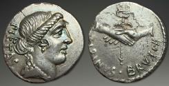 Ancient Coins - (Pedigreed to 1981). Roman Republic. Albinus Bruti F. AR Denarius, ca. 48 BC.