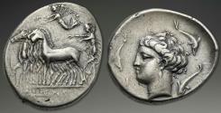 Ancient Coins - Sicily. Palermo (as Ziz). Siculo-Punic. AR Tetradrachm, ca. 390–330 BC.