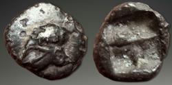 Ancient Coins - Ionia. Uncertain Mint. AR Hemiobol or Tetartemorion, ca. 600–550 BC.