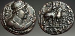 Ancient Coins - Kushan Empire. Vima Takto. AE Tetradrachm, ca. 90-113 AD.