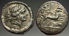Ancient Coins - Roman Republic. D. Junius L.f. Silanus. AR Denarius, ca. 91 BC.