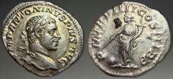Ancient Coins - Elagabalus. AR Denarius, ca. 221 AD.