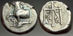 Ancient Coins - Thrace, Byzantium. AR Hemidrachm, ca. 387-340 BC.