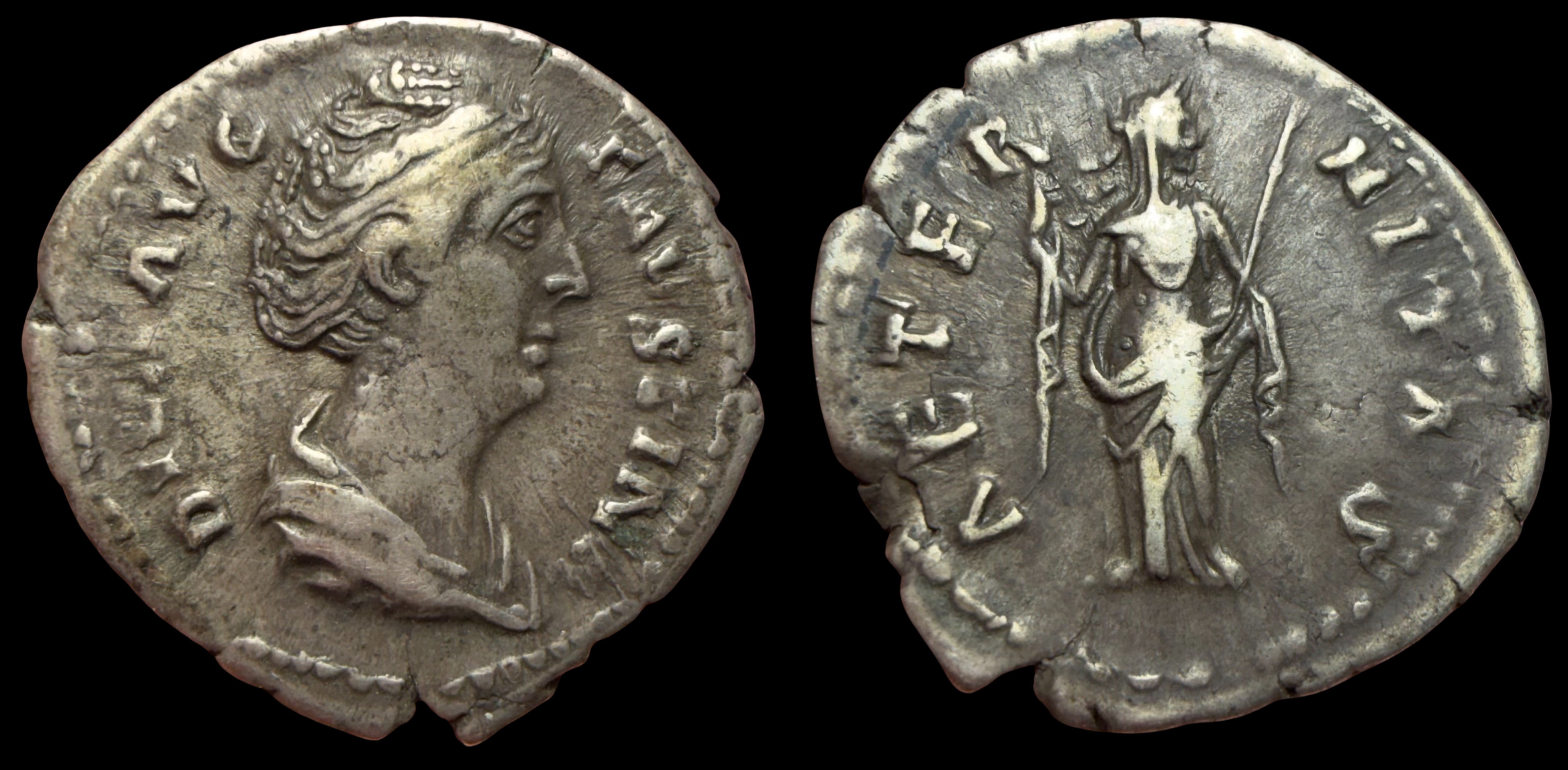Faustina the Elder. AR Denarius, ca. 141 AD.