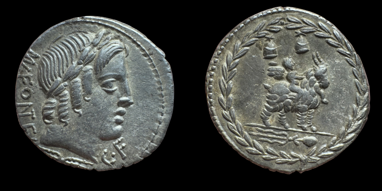 Roman Republic. Mn. Fonteius C.f.. AR Denarius. ca. 85 BC.