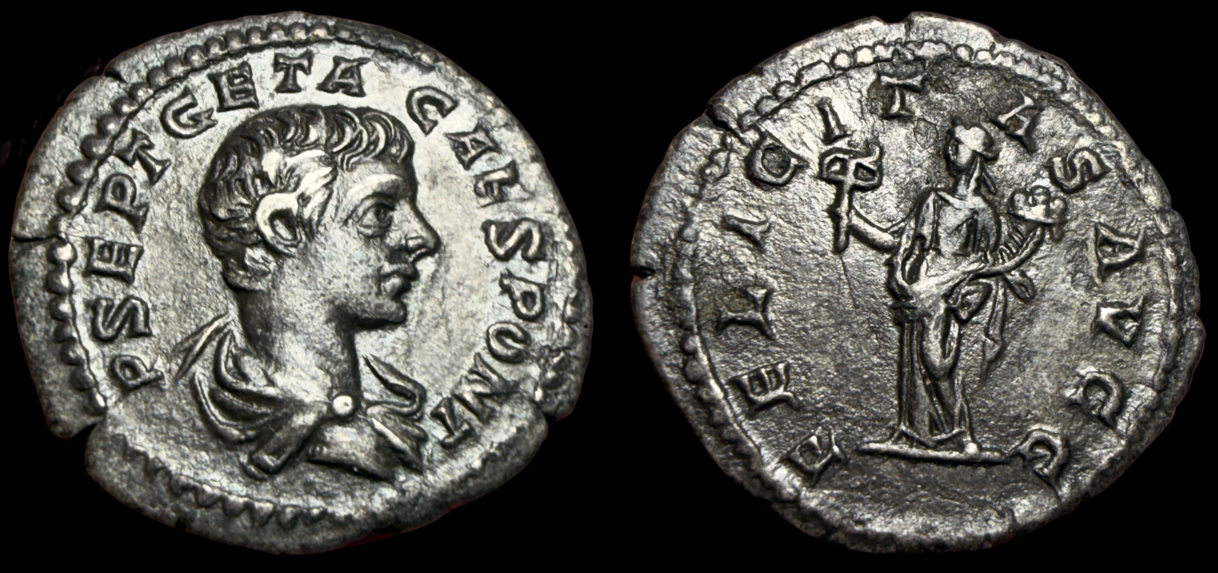 Geta (as Caesar). AR Denarius. ca. 200-202 AD. Rome Mint.