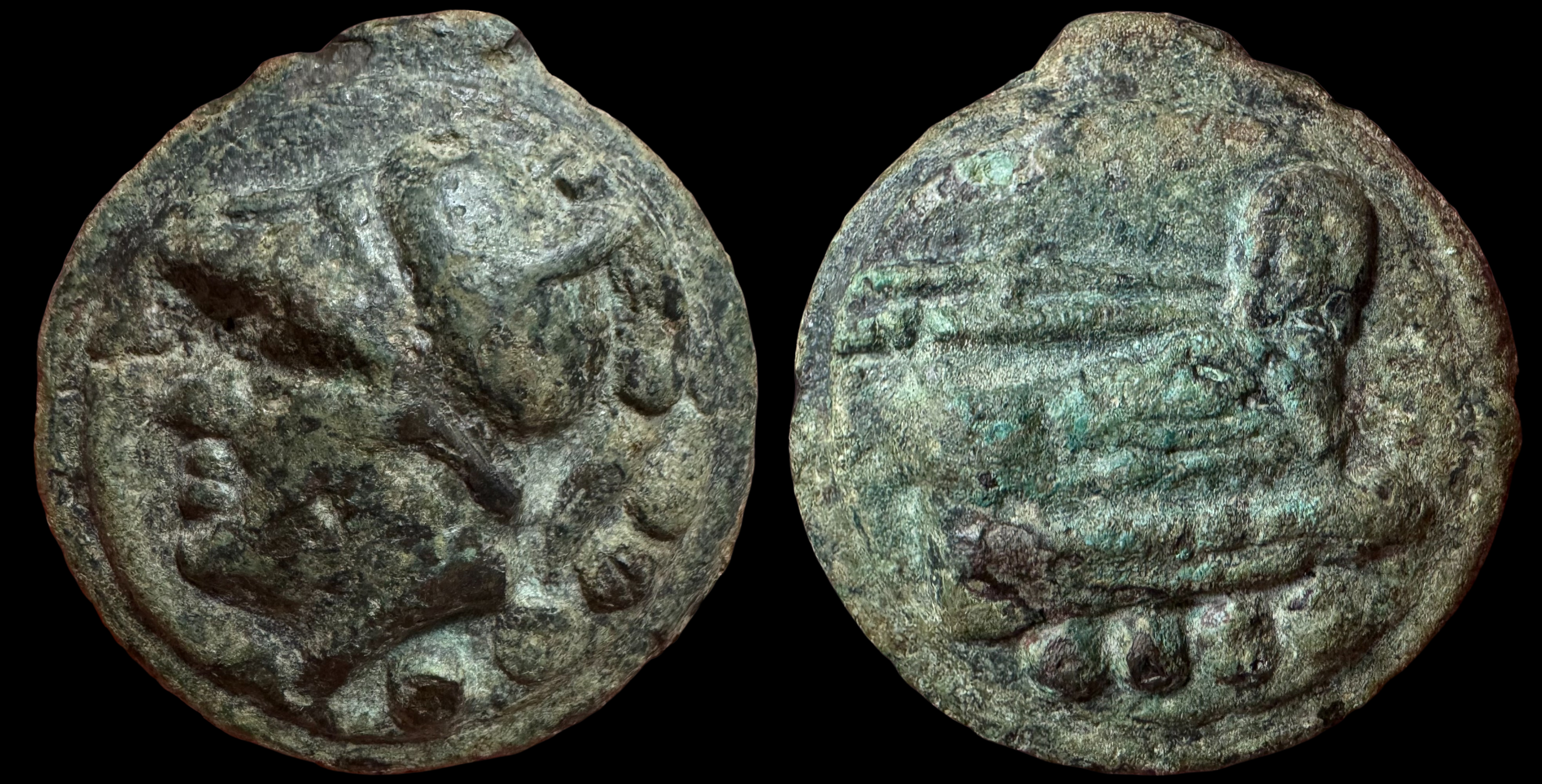 Roman Republic. Anonymous. AES Grave Triens, ca. 225-217 BC. Rome Mint.