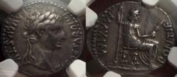 Ancient Coins - Tiberius. “Tribute Penny”. AR Denarius, ca. 14-37 AD.