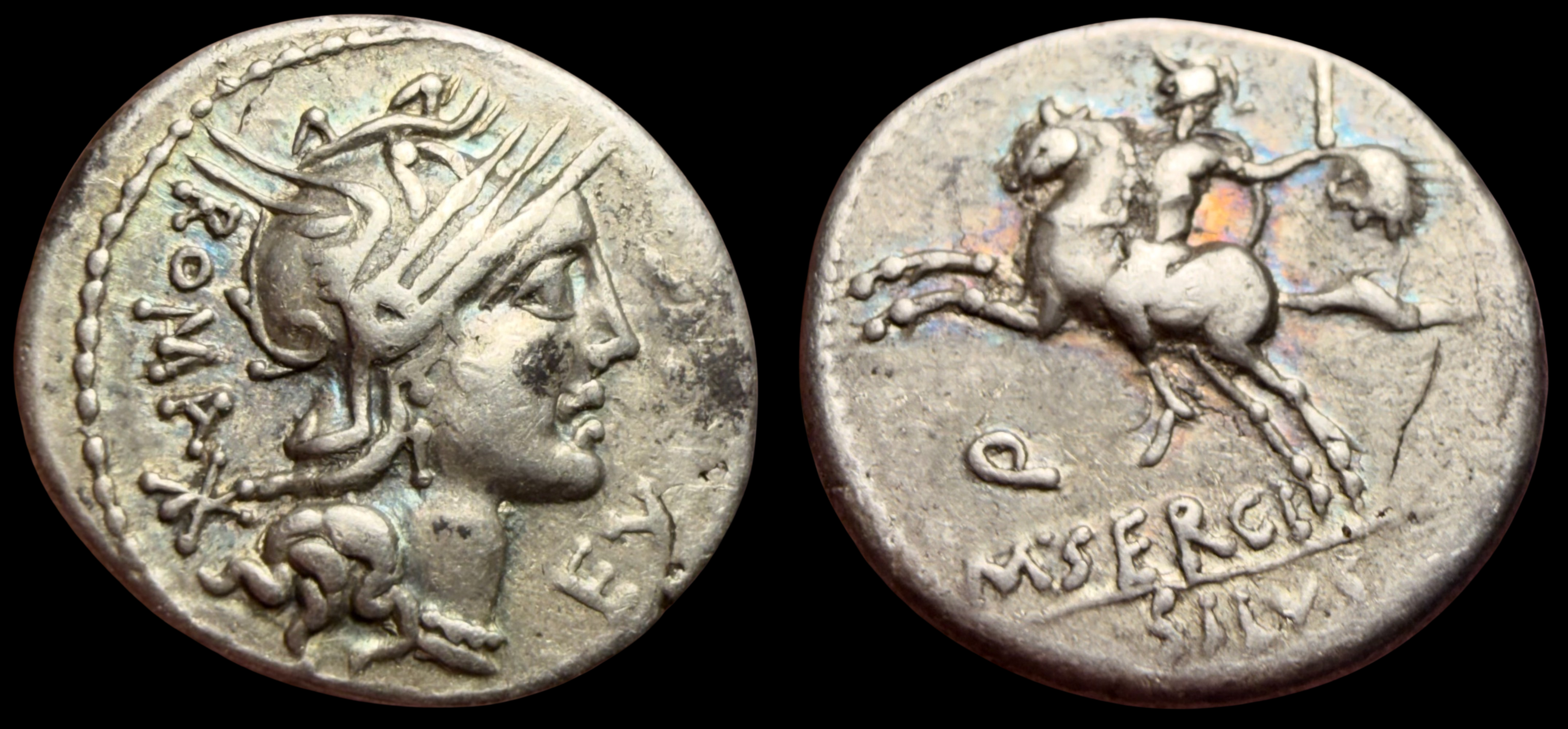 Roman Republic. M. Sergius Silus. AR Denarius, ca. 116-115 BC.