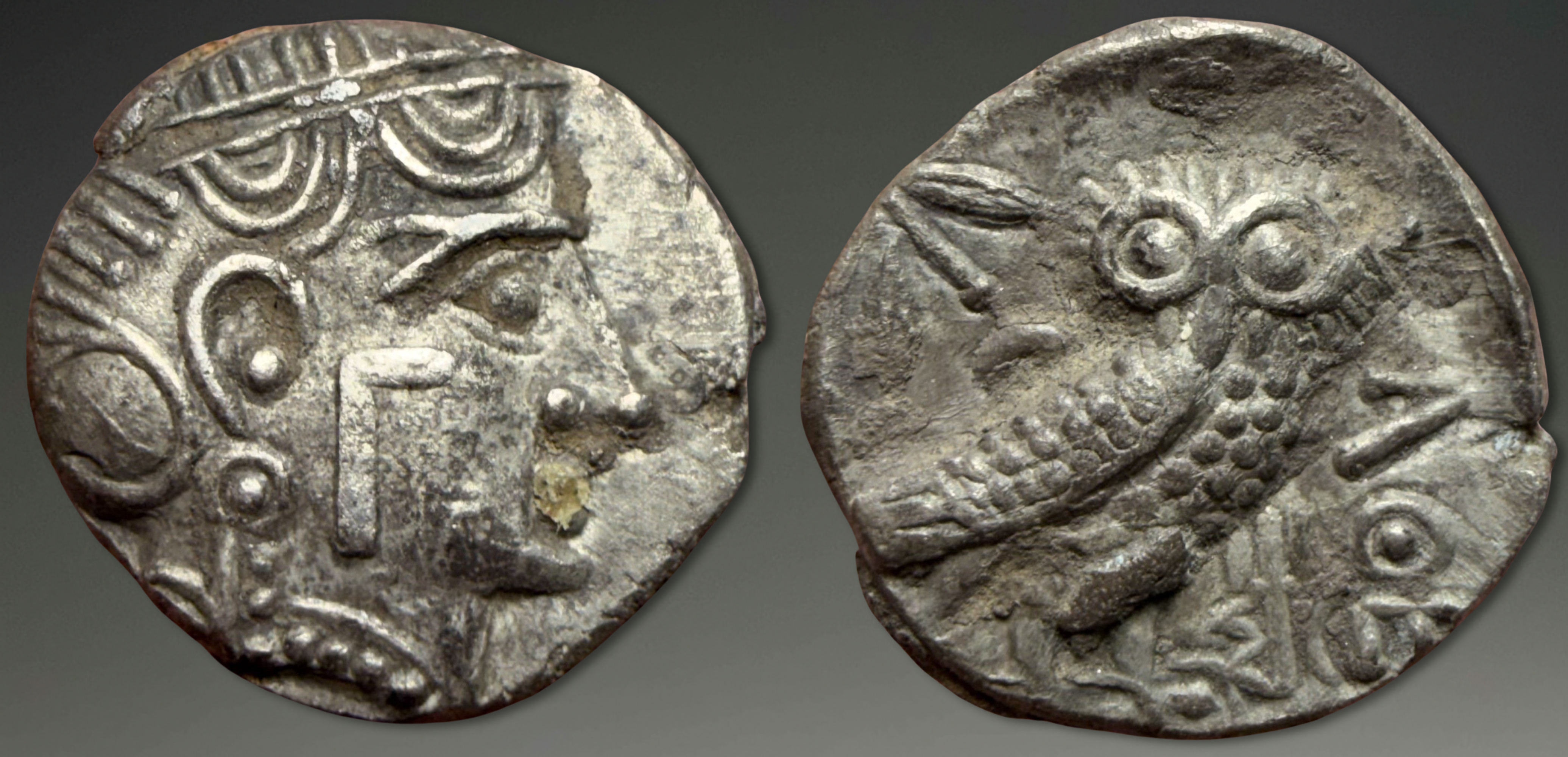 Arabia Felix, Qataban, Southern Saba. AR Hemidrachm, ca. 350-320/300 BC. Imitating Athens.