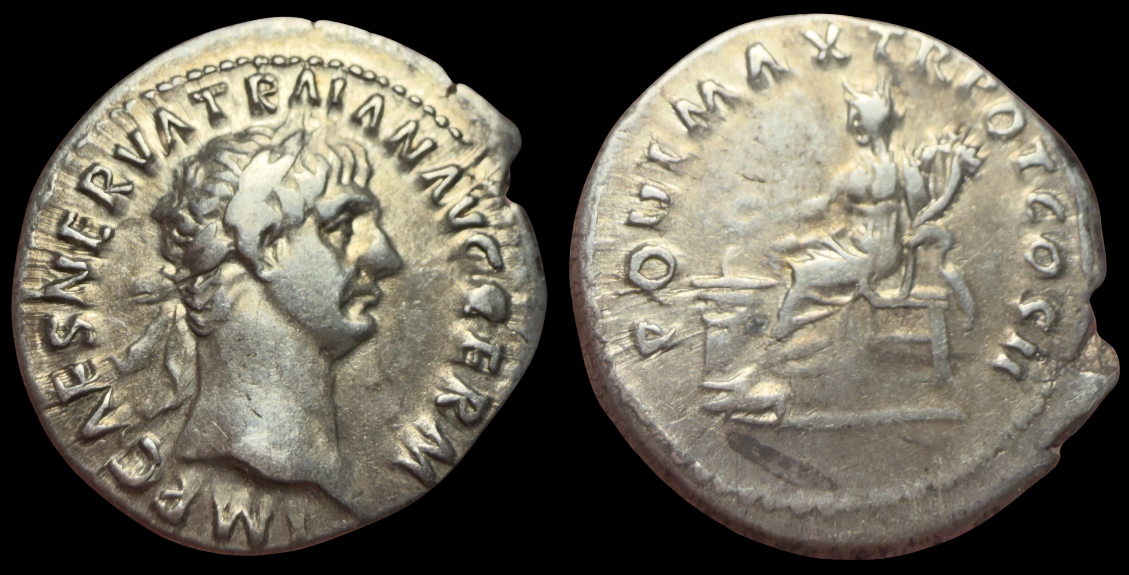 Trajan. AR Denarius, ca. 99-98 AD. Rome Mint.