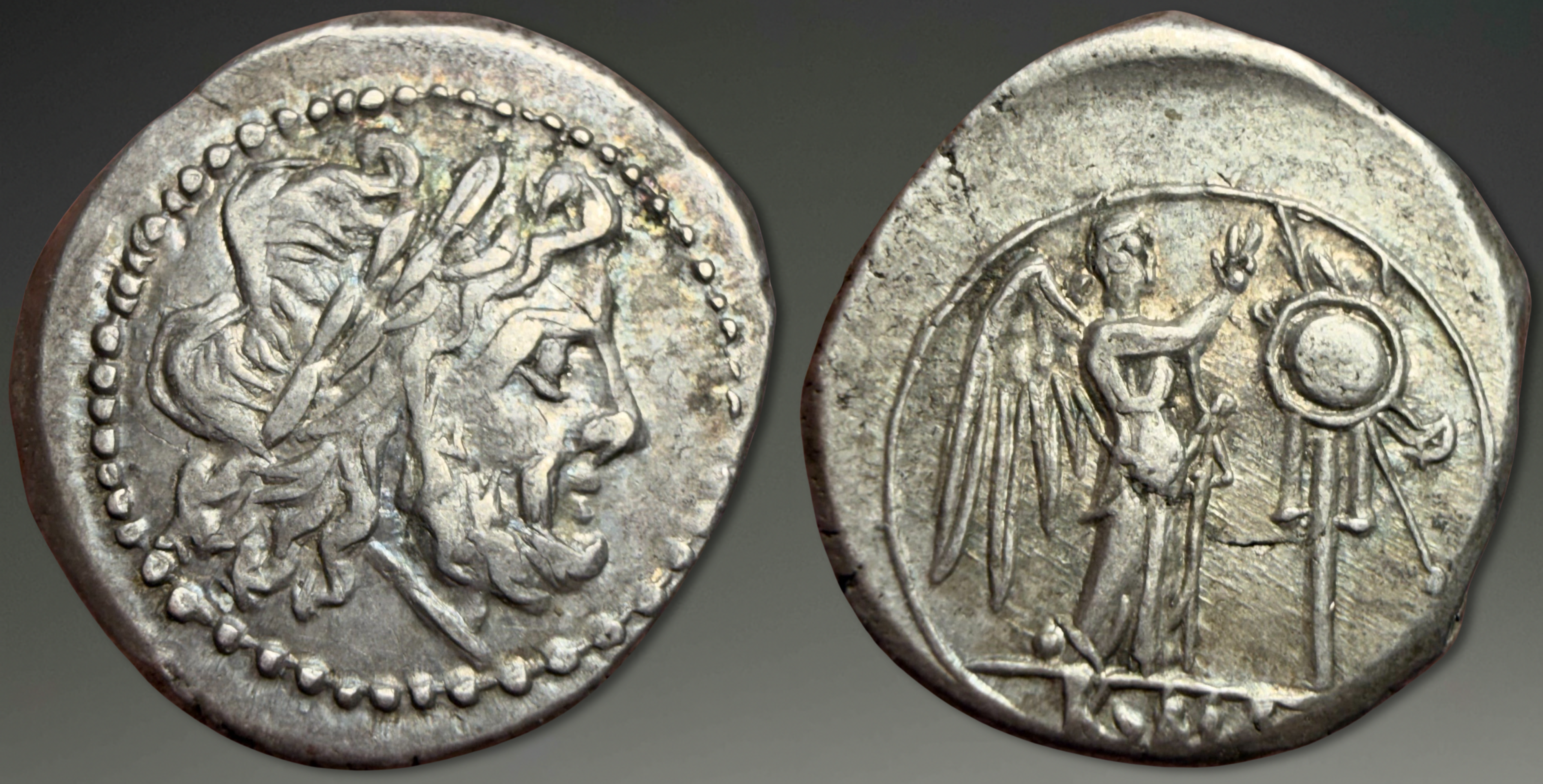 Roman Republic. Anonymous. AR Victoriatus, ca. 227-208 BC.