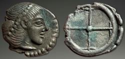 Ancient Coins - Sicily, Syracuse. Deinomenid Tyranny. Gelon. AR Obol, ca. 485-478 BC.