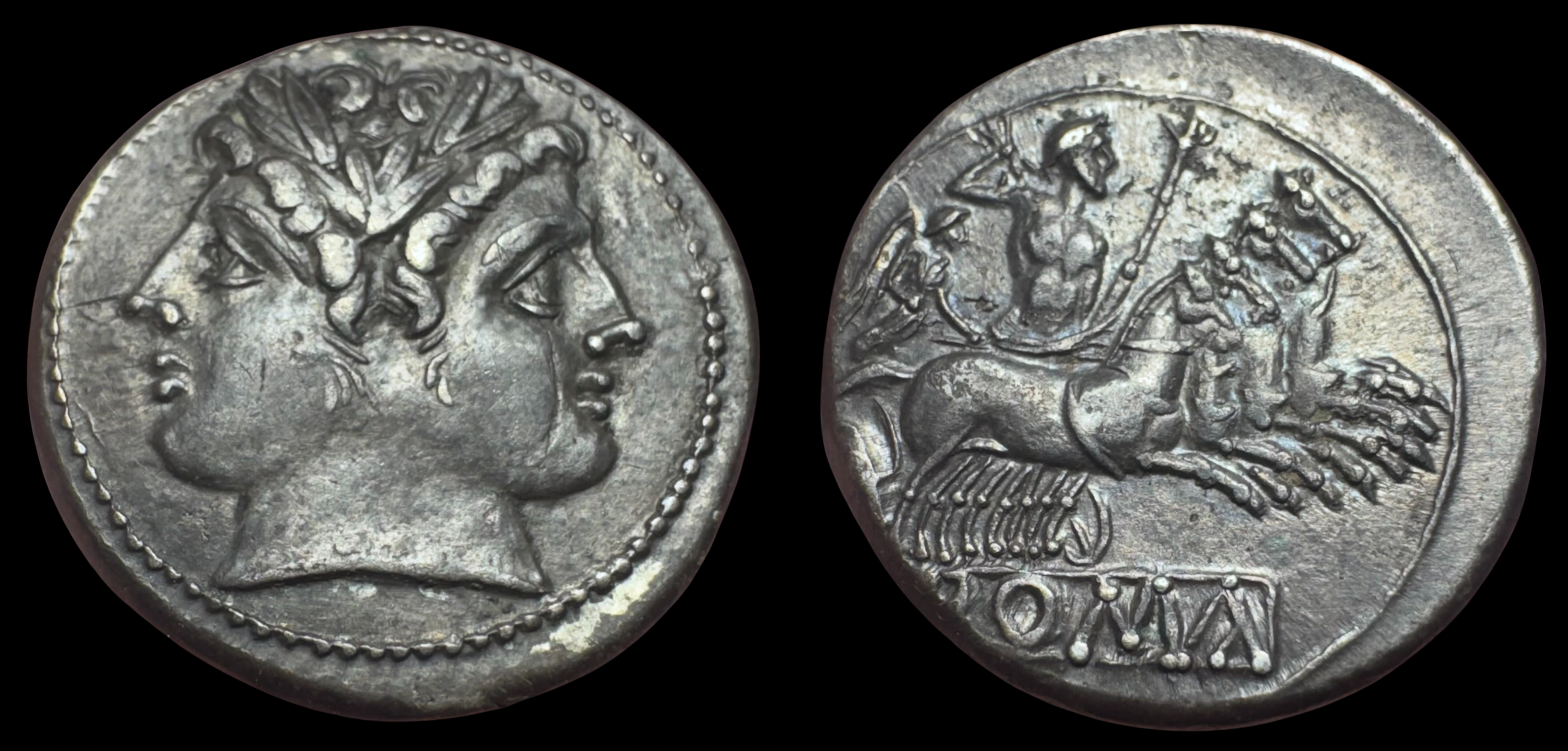 Roman Republic. Anonymous. AR Didrachm (Quadrigatus). ca. 225-212 BC.