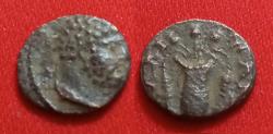 Ancient Coins - AEOLIS, ELAIA. Æ12 late 2nd century AD Bust of Hercules r./ Kalathos poppy Rare